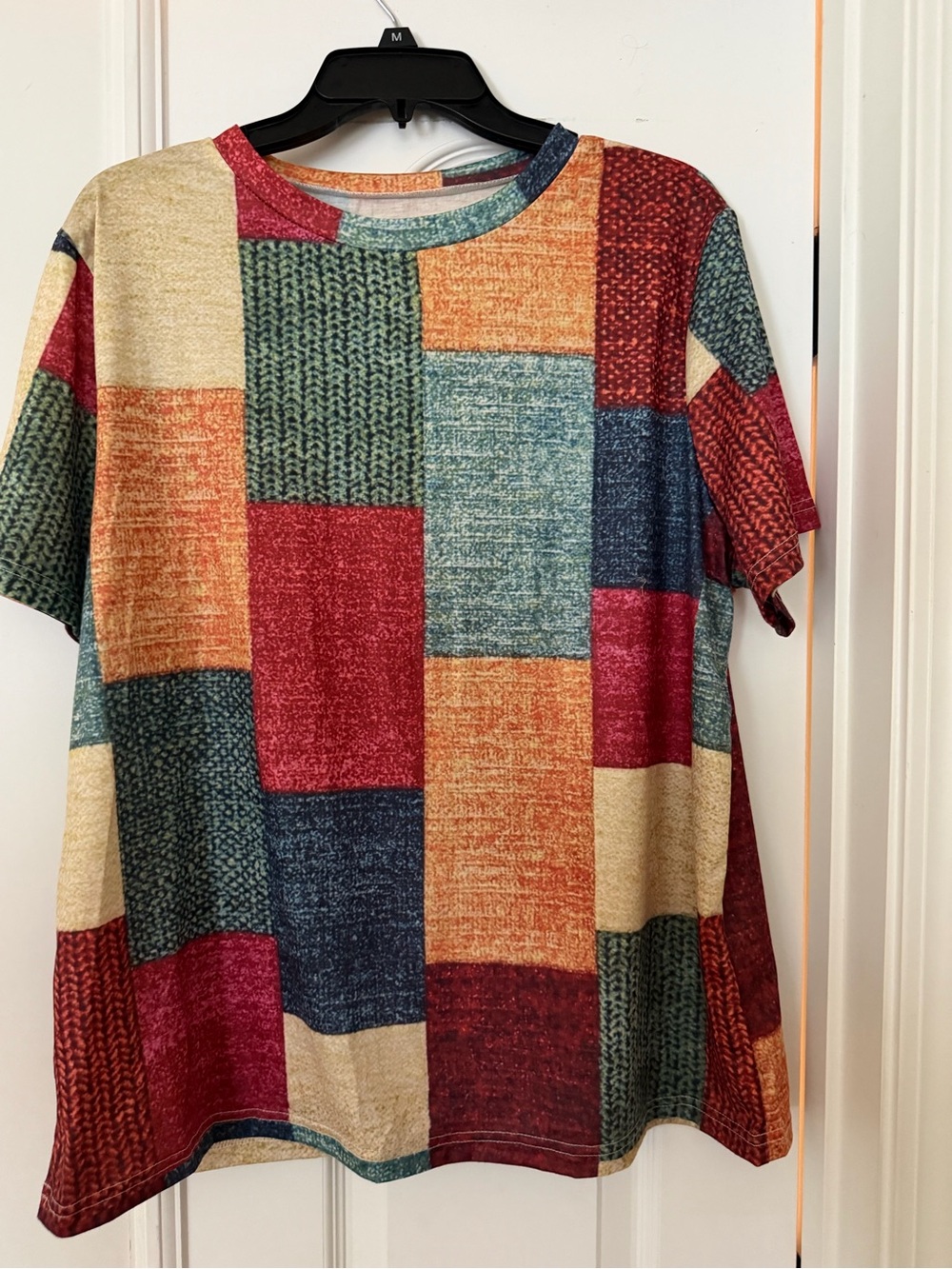 Patchwork Short Sleeve Women's Top - Multicolor